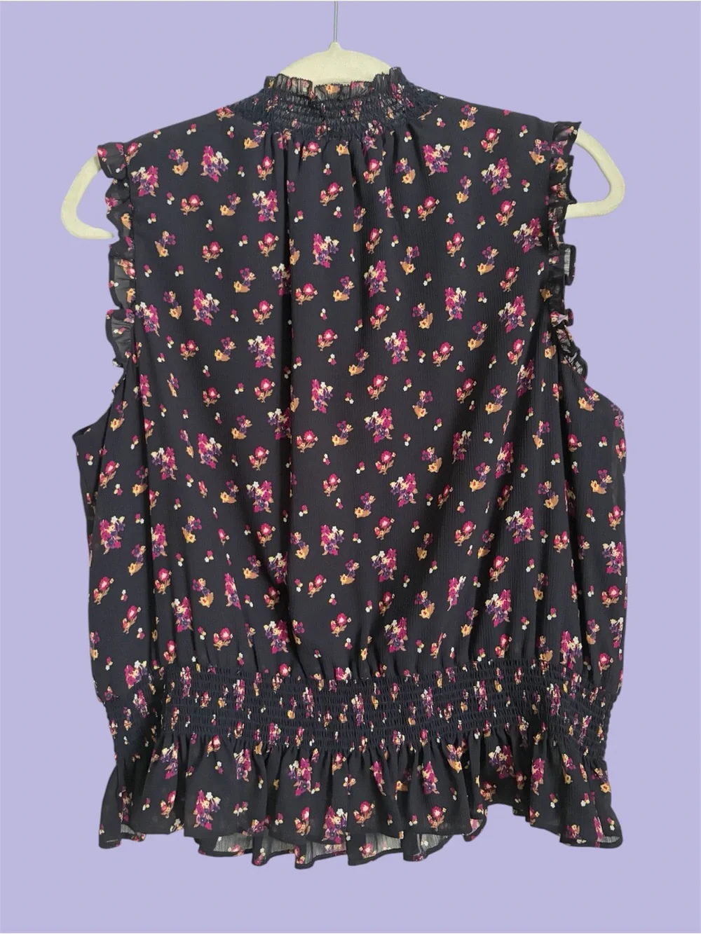 J.Crew Women's Sleeveless Smocked Top in Ditsy Floral Navy 14